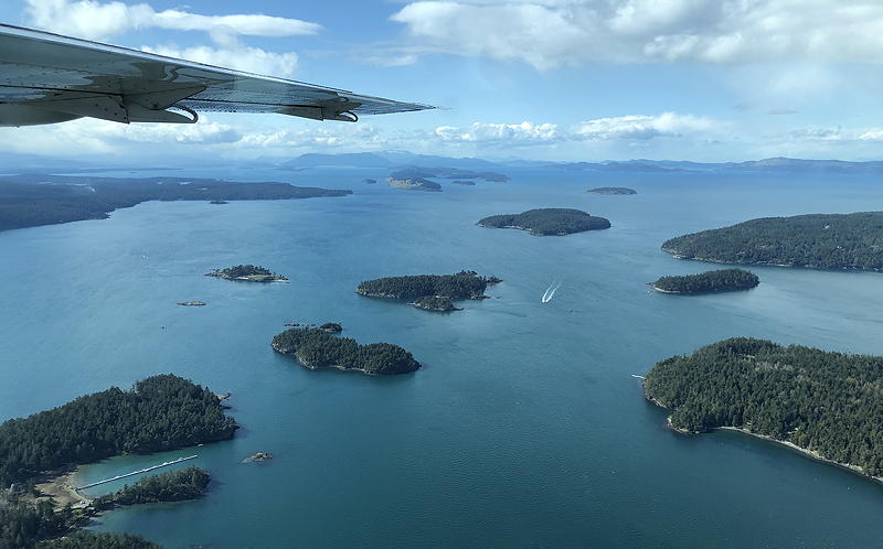 Alex's home in the San Juan Islands, from above